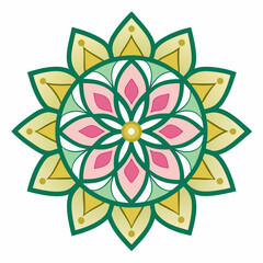 White Background Lotus Mandala