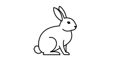 Obraz premium Simple black and white outline drawing of a sitting rabbit vector illustration