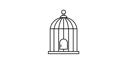 Minimalist empty birdcage with open door symbolizing freedom and escape vector illustration