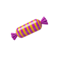 Isolated candy illustration: purple and yellow striped sweet treat for halloween and party favors concept