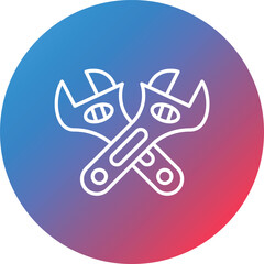 Cross Wrench Line Gradient Circle Background Icon