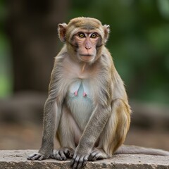 Obraz premium Monkey Sitting on Stone