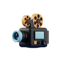 Vintage film camera retro movie camera 3d render old cinema equipment filmmaking concept studio production