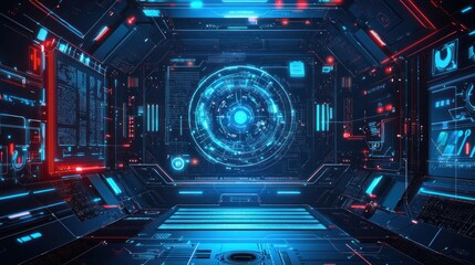 Fototapeta premium Futuristic technology interior
