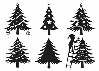 Obraz premium A black silhouette of a Christmas tree