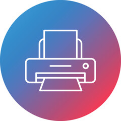 Printer Line Gradient Circle Background Icon