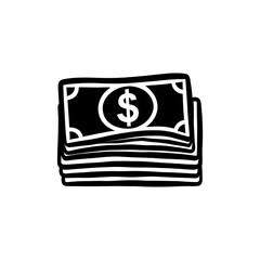 US Dollar Bills Icon: Cash, Money, Finance Symbol