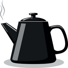 Sleek Black Teapot with Steam - Modern Kitchenware for Stylish Brewing