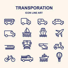 transportation icons set