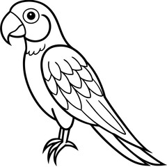 Parrot vector illustration line art and white background