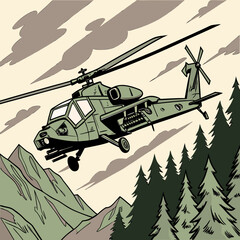military helicopter vector illustration