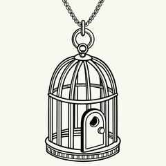 vector illustration of a cage with birds