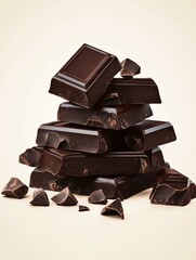 pieces dark chocolate pile cocoa candy sweet food