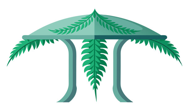 green gazebo with fern leaves clip art preview