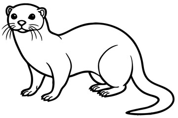 Otter vector illustration line art and white background