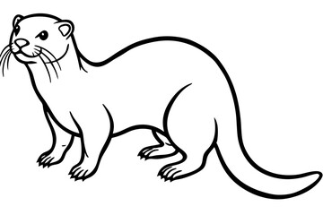 Otter vector illustration line art and white background