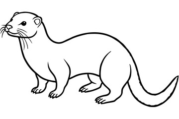 Otter vector illustration line art and white background