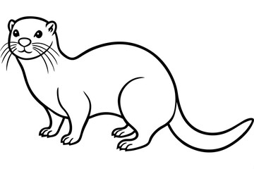 Otter vector illustration line art and white background