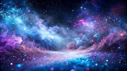 Cosmic-themed splash in purples and midnight blues with sparkle dust