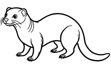 Otter vector illustration line art and white background