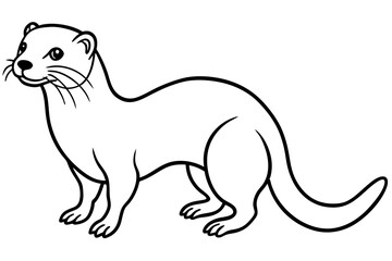 Otter vector illustration line art and white background