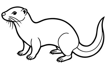 Otter vector illustration line art and white background