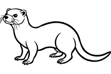 Otter vector illustration line art and white background