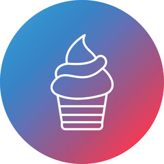Cupcake Line Gradient Circle Background Icon