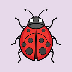 Fototapeta premium Cartoon Ladybug with Black Spots and a Cheerful Expression over violet background