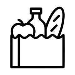 Groceries icon vector in modern outline style for web and design