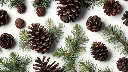 Fototapeta premium pine cones on wooden background
