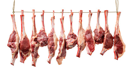 hanging meat for butcher shop isolated on transparent backgroung