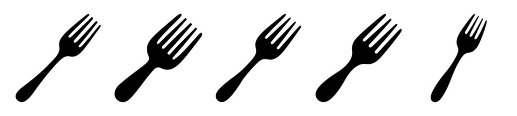 Black and White Image of Five Forks Arranged in a Horizontal Pattern