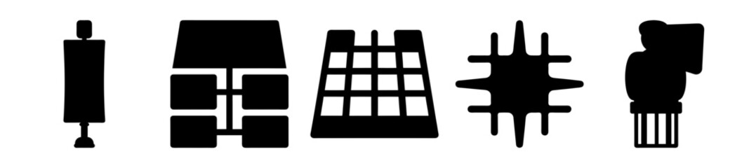 Abstract Black Symbols on White Background, A Variety of Shapes and Forms