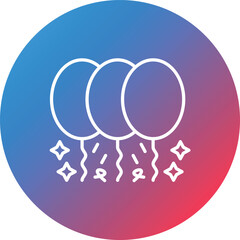 New Year Balloons Line Gradient Circle Background Icon