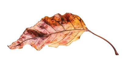 Dry autumn leaf isolated on white background 