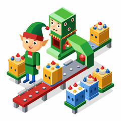Elf Production Line Illustration