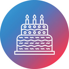 Cake Line Gradient Circle Background Icon