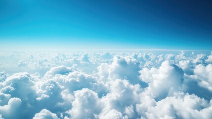 White cloud and blue sky view from airplane seeing miracle fluffy cloud, clear and fresh air in summer of holiday that is fantastic and wonderful