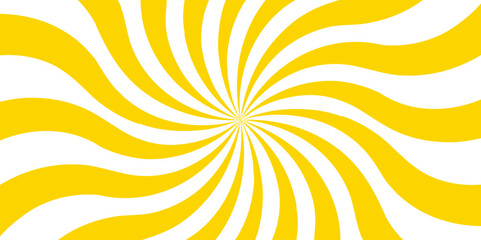 Obraz premium Vintage sunrays swirl sun beam vector banner design and comic burst. Retro abstract explosion white and yellow vintage ray sunrise star sunbeam texture. Radiate striped wave geometric circus light 