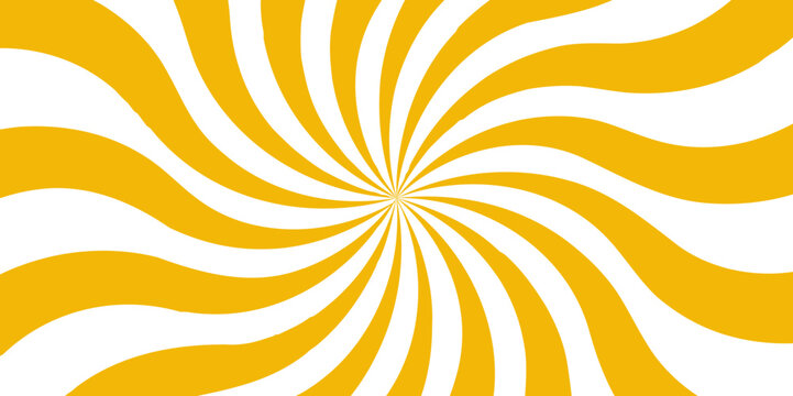 Vintage sunrays swirl sun beam vector banner design and comic burst. Retro abstract explosion white and yellow vintage ray sunrise star sunbeam texture. Radiate striped wave geometric circus light 