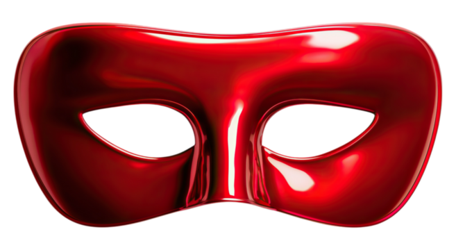 Elegant red mask embodying mystery allure and festive celebration isolated on png transparent background