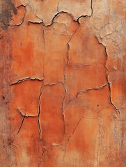 Fototapeta premium Gritty and worn, grunge saturated terracotta color textured abstract background with distressed weathered effect, aged feel reminiscent of concrete walls.
