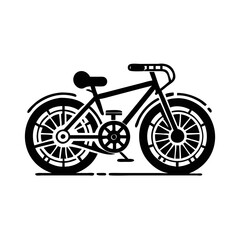 Fototapeta premium Detailed black and white bicycle vector with intricately designed wheels, ready for ride silhouette icon