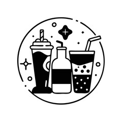 Monochromatic Icon of Three Beverages with a Festive and Decorative Flair silhouette icon