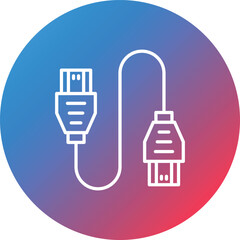 Hdmi Cable Line Gradient Circle Background Icon