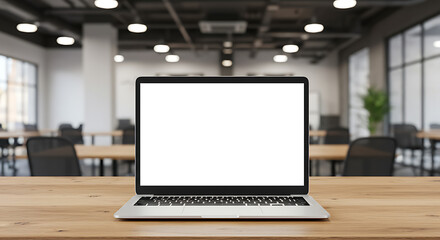 Fototapeta premium Laptop with Blank Screen in Modern Office Workspace