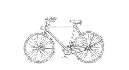 Fototapeta premium Detailed Bicycle Illustration - Classic Vintage Bike Drawing in Black and White 