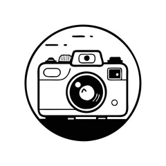 Black and white minimalist camera vector capturing the essence of photography silhouette icon