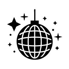 Black and white disco ball icon vector for festive party events silhouette icon